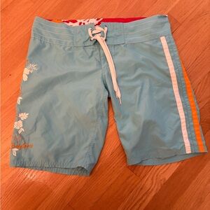 Body Glove Aqua, Orange and White Board Shorts swimwear, Juniors size 9